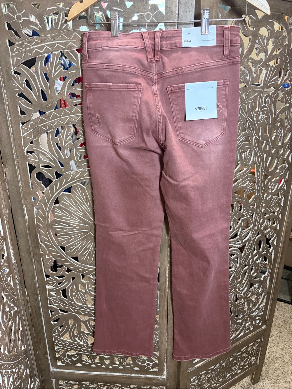 Nwt High-Rise Cropped Distressed Jeans in Dusty Rose - Picture 6 of 7
